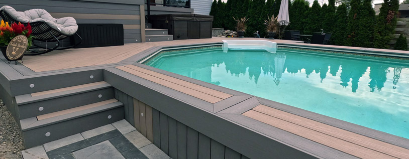 Image of a Deck built using TruNorth Composite Deck Boards in Ash Grey and Sand colours